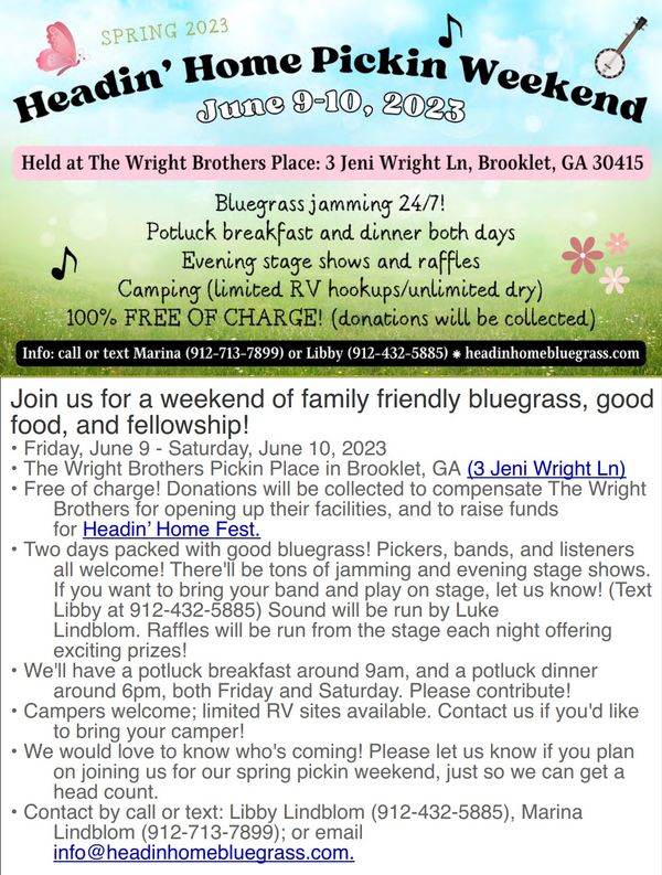 NORTH FLORIDA BLUEGRASS ASSOCIATION CALENDAR