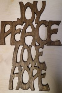 Joy Peace Love Hope Scrollsaw Cross