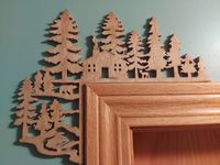 Decorative Scrollsaw Door Corner Cabin Scene