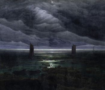 WHEN THE DARKNESS FALLS [album], Painting by CD_Friedrich (1835) "Sea-shore-in-Moonlight"
