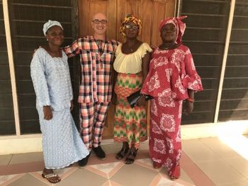 David with Bishops wife and her Sisiters The Bishop's wife was David's dance partner very often during worship.  She loves the Lord!
