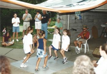 Backyard party! Playing for granddaughters Angela and Shea and friends, Emily and Megan.
