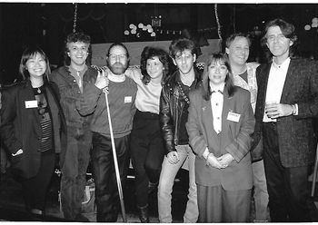 L to R: May Pang, Jeff Franzel, Eddie Kramer, Angela Fragapane, Kenny Aaronson, Marcy Drexler, Paul Jacobs, Bobby Stewart (Mar. 1990)
