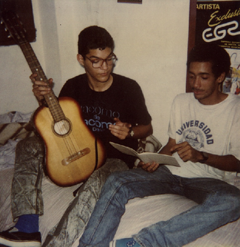 Saul Lopez Music images  y Bertrand Pedro en La Habana, 1992
