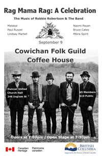 Cowichan Folk Guild Coffee House Celebrating The Music Of Robbie Robertson