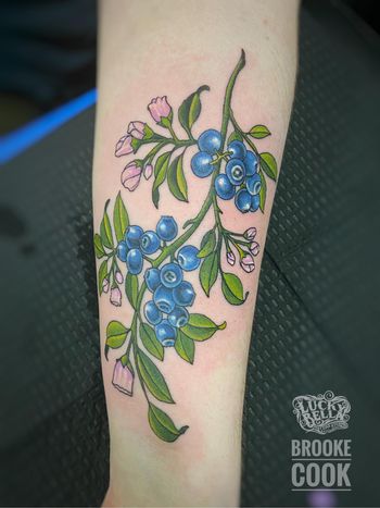 Blueberries by Brooke Cook at Lucky Bella Tattoos in North Little Rock, AR
