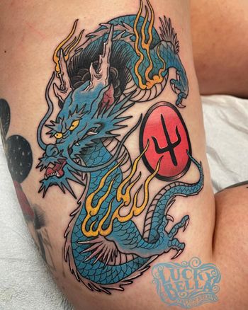 Blue Dragon Tattoo by Howard Neal at Lucky Bella Tattoos

