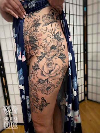 Floral Body Suit by Brooke Cook at Lucky Bella Tattoos in North Little Rock, AR
