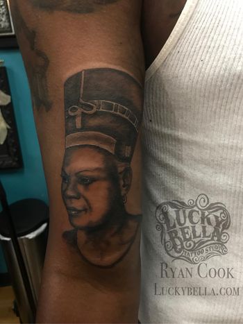 Egyptian Portrait by Ryan Cook at Lucky Bella Tattoos in North Little Rock, Arkansas
