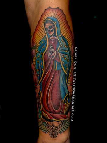 Guadalupe Tattoo by Shari Qualls at Lucky Bella Tattoos in North Little Rock, Arkansas
