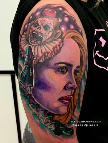 American Horror Story Half Sleeve by Shari Qualls at Lucky Bella Tattoos in North Little Rock, AR
