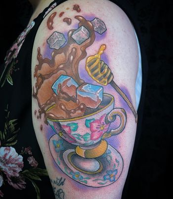 Tea and Honey Tattoo by Howard Neal at Lucky Bella Tattoos in North Little Rock, AR
