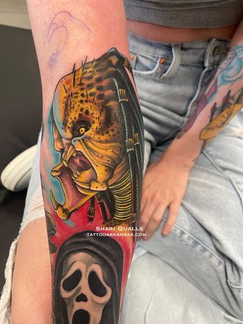 Predator Tattoo by Shari Qualls at Lucky Bella Tattoos in North Little Rock, AR
