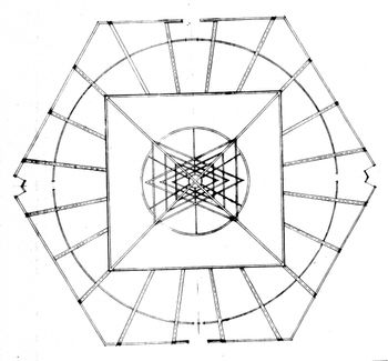 Temple of Light Ceiling view from above Designs for Enlightenment © Carmela Tal Baron 1988
