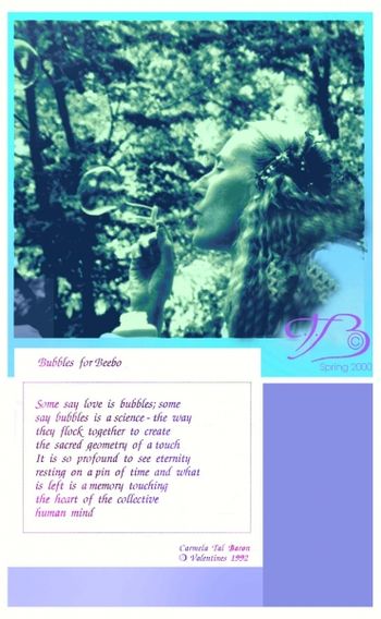 “Bubbles for Oh-Bee-boo” poem and visual by Carmela Tal Baron 1992
