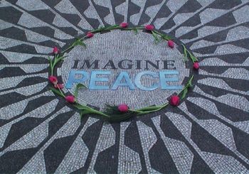 IMAGINE PEACE installation by Carmela Tal Baron Installation around the Imagine, a John Lennon Meorial in Central Park by Carmela Tal Baron Earth Day 1999
