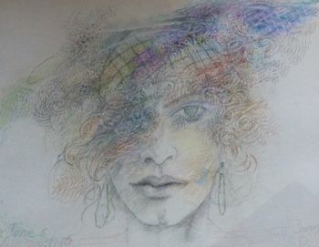 Energetic self-portrait A drawing by Carmela Tal Baron Pastel on paper 19" x 25"

