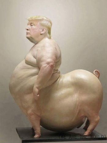 Caught with his pants down! Donald Trump poses for PIG Records
