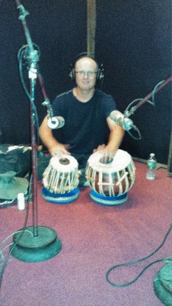 Cliff Hackford on tabla Cliff laying down tabla track on "To Sing My Song" on "Thank God For You," at M&I Recording Studios, NYC
