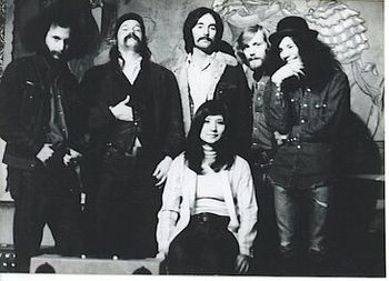 Folk City Pre-show - (l-r) Mark Cohen, Jack Hardy, Hugh Prestwood, Bob Potter, Roland, (seated) Toshiko
