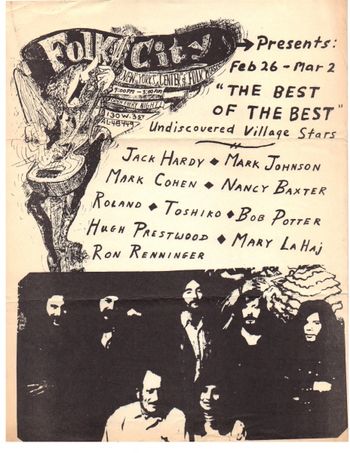 Folk City flyer "Best of the Best" show (others deserved to be on the roster)

