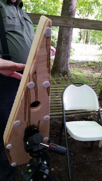 Bass psaltery back 2015 Threaded insert allows mounting on camera tripod.
