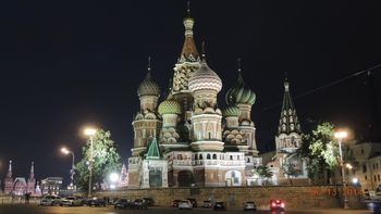 DSCN5149 Moscow, Saint Basil's Cathedral at night.  Summer 2014.
