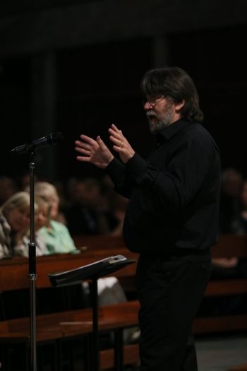 St Bernadette's 8 Organist Stephen Hamill introduces the Widor Toccata during our Hail Gladdening Light concert for the 50th anniversary of St. Bernadette's Church, Belfast, on 19 May 2017. Photograph: Vincent McLaughlin
