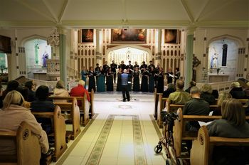 St Malachy's 6 More than Gold concert in St Malachy's Church Belfast: View from the back of St. Malachy's Church. With only five rows from back door to sanctuary in a building with capacity of over 800 people the unusual layout is apparent. Photo by Vincent McLaughlin
