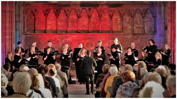 Matthew Quinn conducts Cappella Caeciliana at the Cathedrals of Sound concert in Carlisle Memorial Church on 19/6/22. Photograph by Vincent McLaughlin
