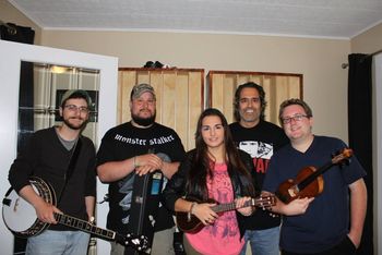 HOW BEAUTIFUL WE ARE recording sessions From left to right: Joey Ducharme, Aurel Ducharme, Chanelle Albert, Roque Albert and Mitch Ducharme. *June 14, 2015 - Family Ducharme Recording Studio, River Valley, Ontario
