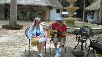 Joe Kidd & Sheila Burke perform live at foot of Great Pyramid - Chichen Itza Mexico
