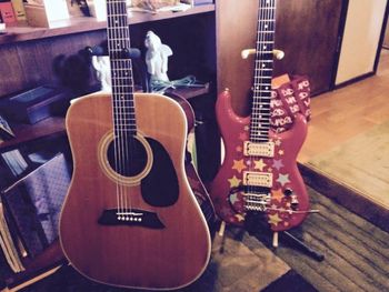 Guitars The Takamine and the homemade strat
