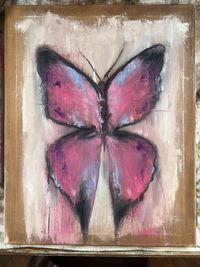 Pink Butterfly - original oil on canvas painting