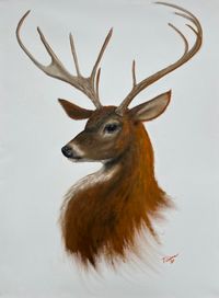 ORIGINAL PAINTING: Buck, oil on canvas
