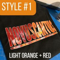 Novus Cantus Light Orange + Red Logo (Black tee)