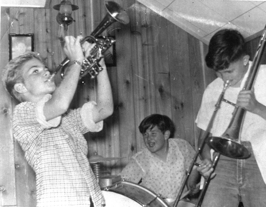 Very first "band" ... Jeff Bartelt on trumpet, me on drums, and Tom Ingrssia on trombone.  Early 1950s.