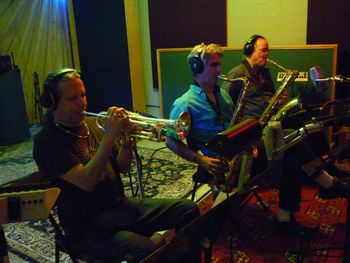 Kaz Kazanoff and the Texas Horns in the studio
