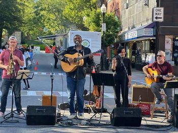 Photo by Cynthia Dunn @ LION Bash, State College PA - August 2023 featuring Rick Hirsch (sax), Ady Martinez (cuatro/vocals), Bob Hart (guitar)
