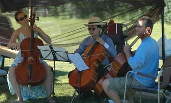 Cellist, Daniel Gaisford playing Dotzauer with friends
