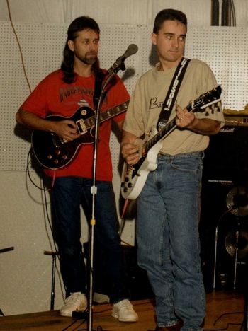 img039 My son Jerry and I playing together in the Bad Attitude band.
