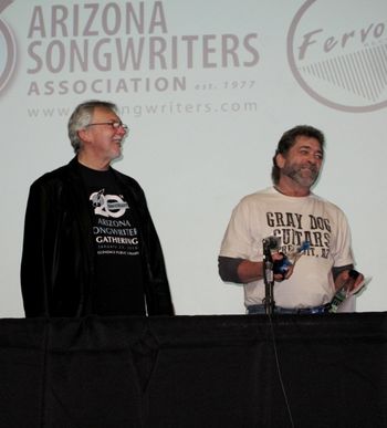 Annual Songwriters Gathering 2018 Randy accepts "Outstanding Mentor" award from ASA President, Jon Iger

