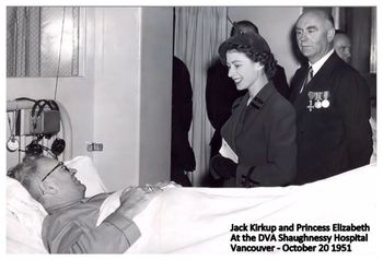 Jack Kirkup with Priness Elizabeth at the DVA Shaunessy Hospital, Vanvouver 20October1951 … 3 1/2 months later she was Queen
