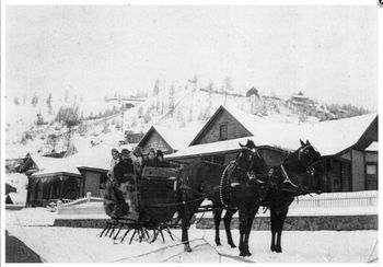 Kirkup Sleigh Ride (ca1903) … John Kirkup taking his sons and 3 other kids for a sleighride in front of their home on Le Roi Ave

