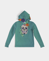 Women's Teal Floral Pullover Hoodie Sugar Skull By Thalia Gonzalez Collection