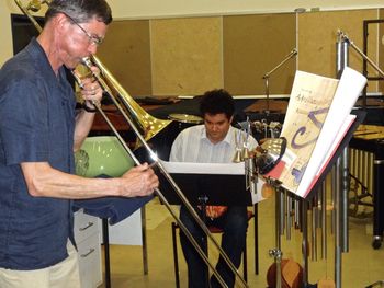 Eye of Horus Rehearsal Ray Anderson and Eduardo Leandro Rehearsing
