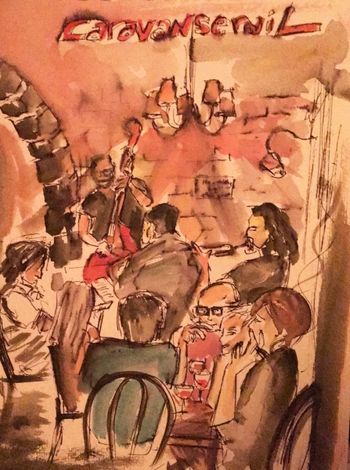 Performing at Caravanserail Beirut Drawing by Darine Semaan
