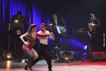 Dancers; Yanina Quiñones & Neri Piliu, Violin Mario Rahi, Bandoneon: Lysandre Donoso & Flugelhorn:  Tango الهوى a fusion between Oriental and Tango music Composed and Arranged by Martín Loyato & Ziyad Sahhab, organized by Lebanese Tango Dancer Mazeen Kiwan
