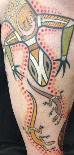 goannas and dotwork, Australian Aboriginal style tattoos
