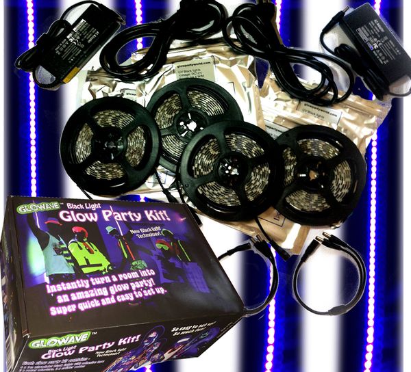 Glowave Black Light Glow Party Kit. Blacklight LED strips for Glow in the  Dark.